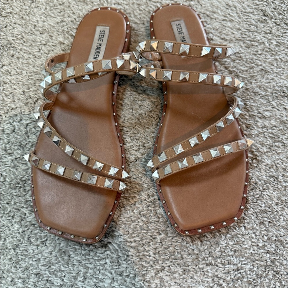 Steve Madden Brown Studded Sandals